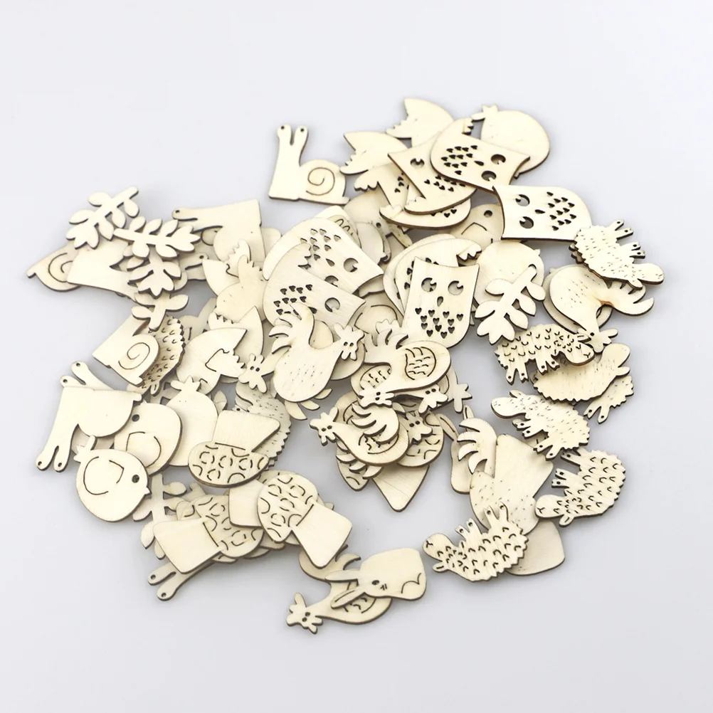 100 Pcs Scrapbook Embellishments Animals Wooden Cutouts Plant Label Stakes