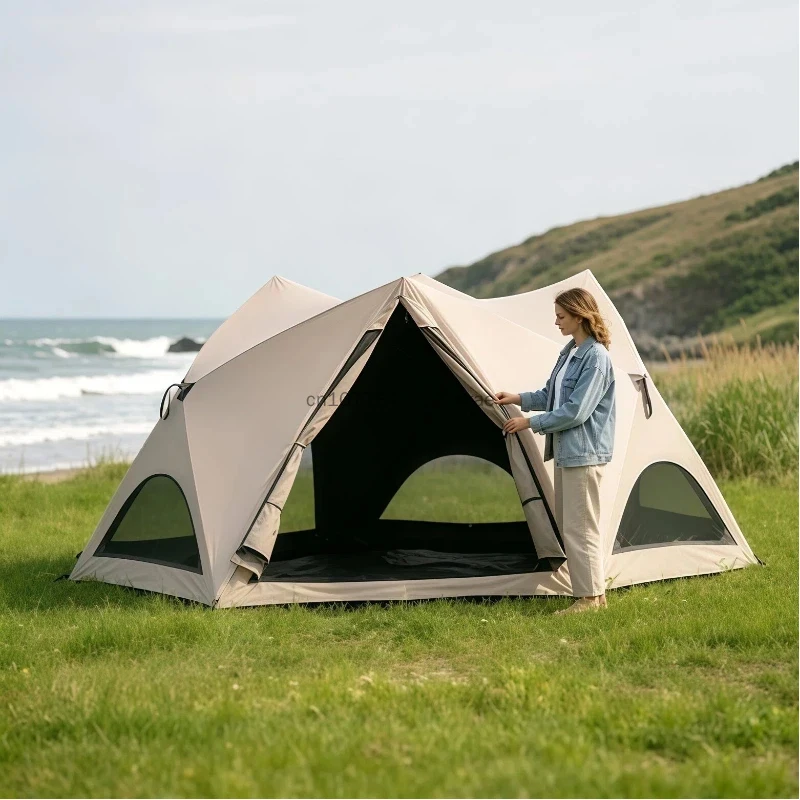 Beach park quick-open tent, outdoor portable folding camping tent, complete set of equipment for sun and rain protection view 5