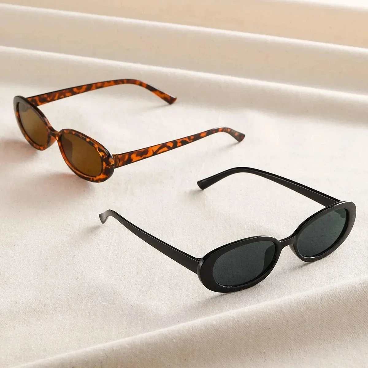 2PCS Women Small Oval Sunglasses Vintage Women's Brand Designer Sun Glasses Fashion UV Protection Shades image 4