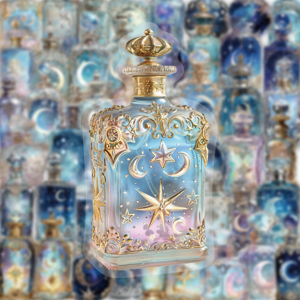 50PCS Exquisite Kunst Mondphase Flasche PET Aufkleber Kreative Mond Dekoration Wasser Tasse Telefon Fall Laptop Sammelalbum Schreibwaren Box