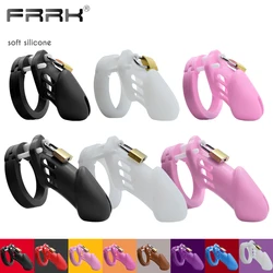 FRRK Penis Design Male Chastity Device Cock Cage with 5 Cock Rings for Couple Husband Loyalty Erect Denial Official-Website