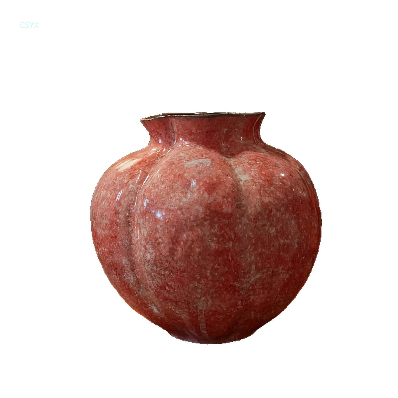 Handmade Ceramic Vase Jingdezhen A-Grade High-Temperature Red Pumpkin Vase New Chinese Style Home Decor Ornament