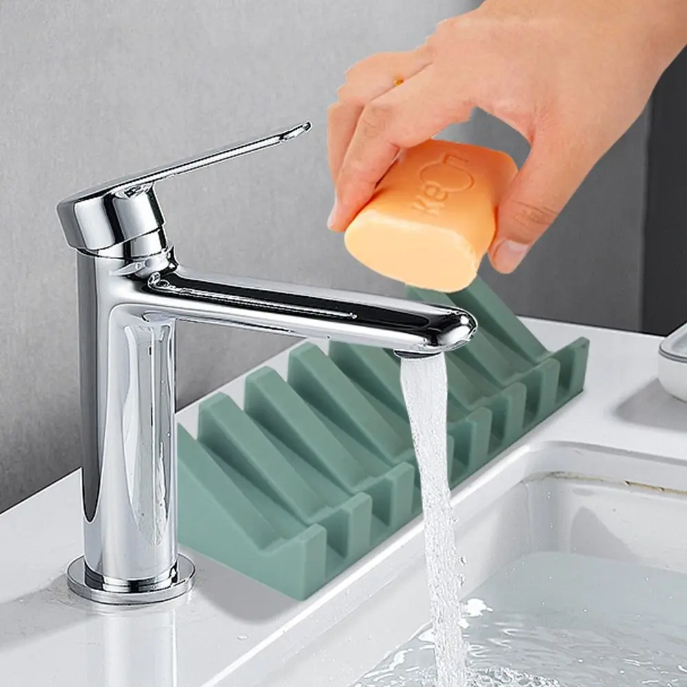 Silicone Self-Drenagem Saboneteira Suporte, Cachoeira Bandeja, Banheiro, Cozinha, Bar, Bancada, Fácil de Limpar, Novo