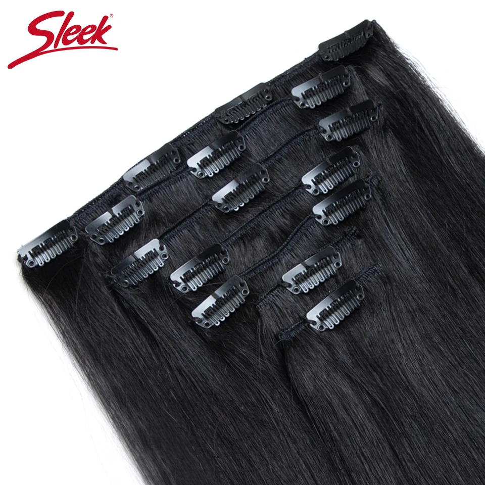 Sleek Straight Clip in Hair Extensions Human Hair Natural Blonde 613 Color 7pcs/Pack Clip in Extensions Salon-Grade Quality