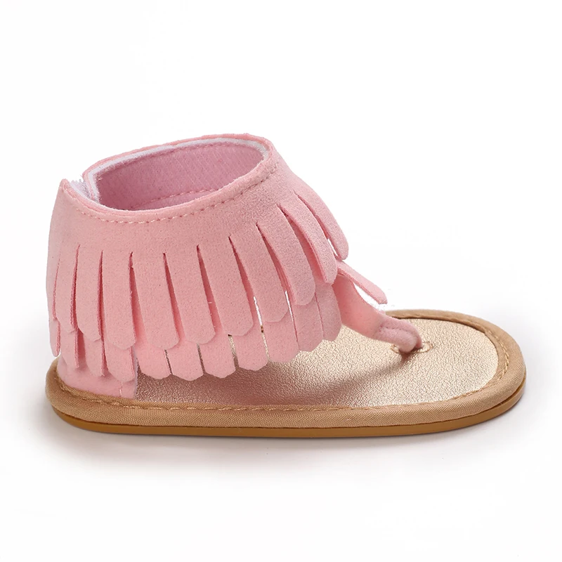 VALEN SINA Fashion Tassels Newborn Baby Girls Sandals Cute Summer Rubber Sole Flat Princess Shoes Infant Non-Slip First Walkers