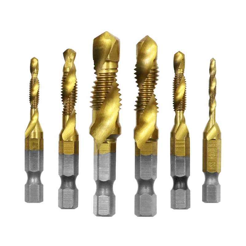 

6PCS Hexagonal Shank Compound Tap Set Precise Thread Cutting Drill Bits SetM3x0.5 M4x0.7 M5x0.8 M6x1 M8x1.25 M10x1.5 Dropship