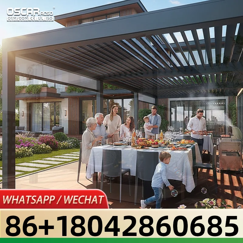 Wind Resistant Retractable Electric Shade Awnings for Restaurant Outdoor Garden Patio pergola