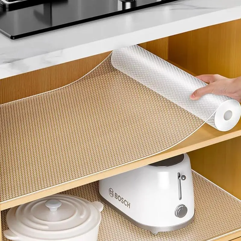 Cuttable 45x300CM Non-Slip Lining For Cabinet, Drawer, Refrigerator And Wardrobe Transparent Washable