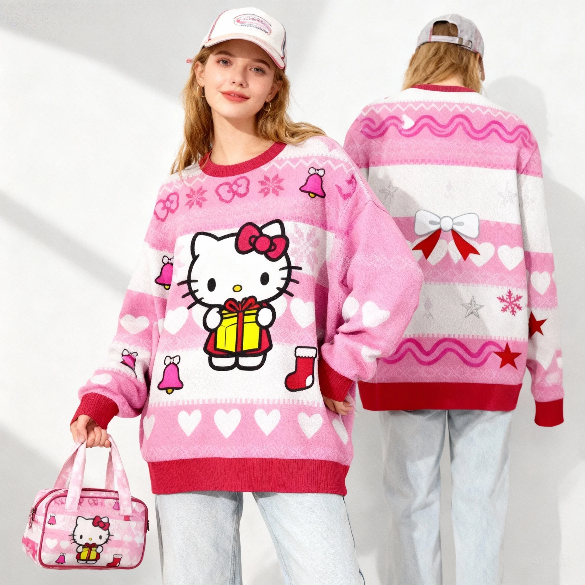 

Новая семейная толстовка Sanrio Hello Kitty Big Ear Dog Series 3D Sweet and Cool для рождественской вечеринки, большая женская осенне-зимняя толстовка для взрослых