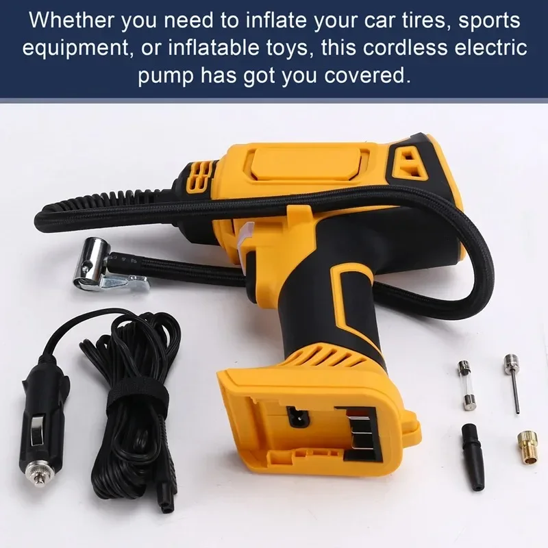 Fit for DeWALT Battery Air Compressor Automatic Tire Inflator Cordless Electric Pump with Digital Pressure Gauge for Car Bike