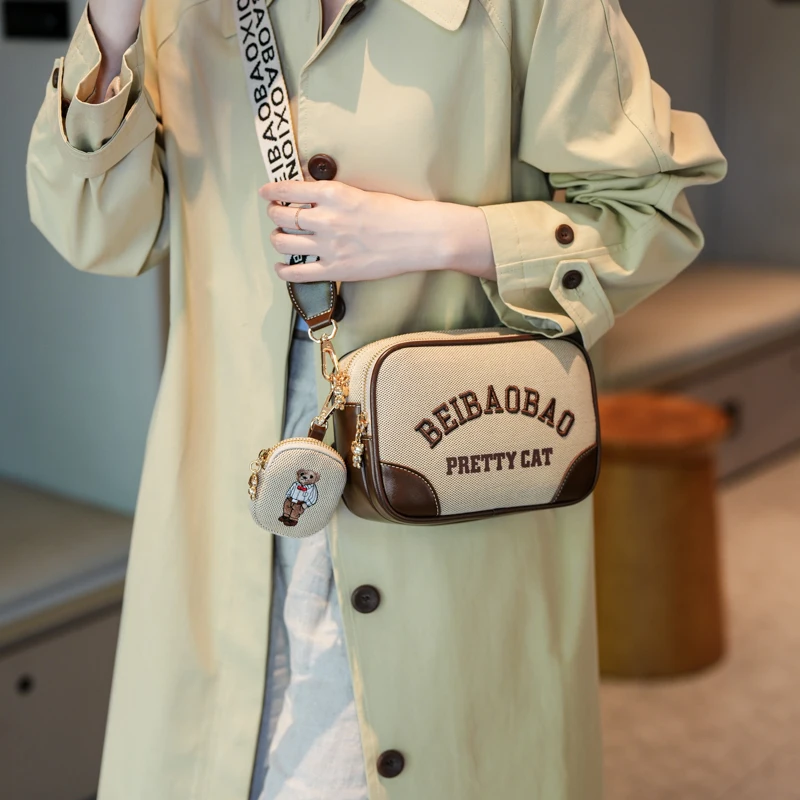 

2025 simple crossbody bag,BeiBaoBao Best-selling letter design women's bag,thick shoulder strap women's shoulder bag with purse