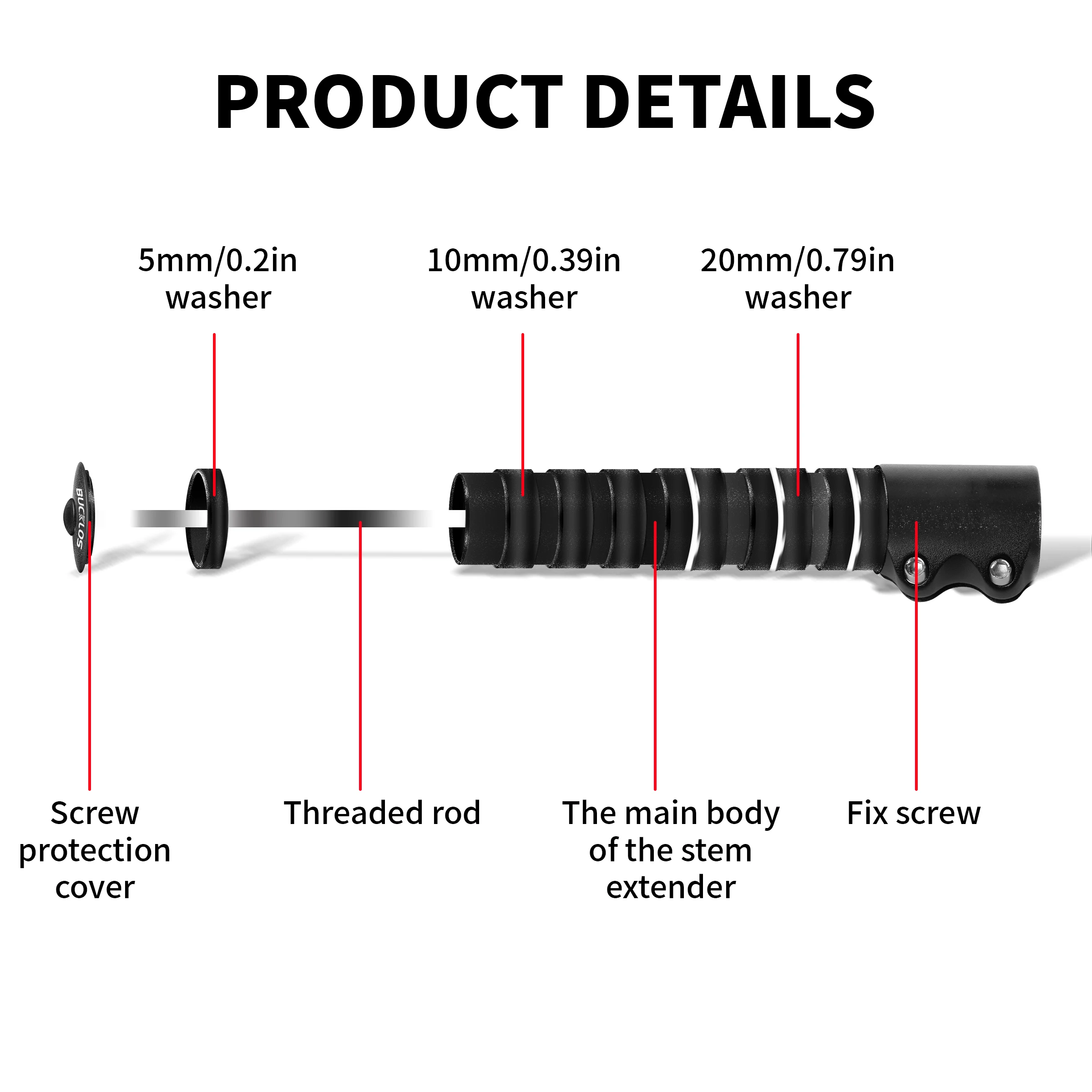BUCKLOS Bike Stem Height Extender 115mm 180mm 210mm Bicycle Handlebar Rise Up Adapter Road Mountain Bike Stem Extender Bike Part