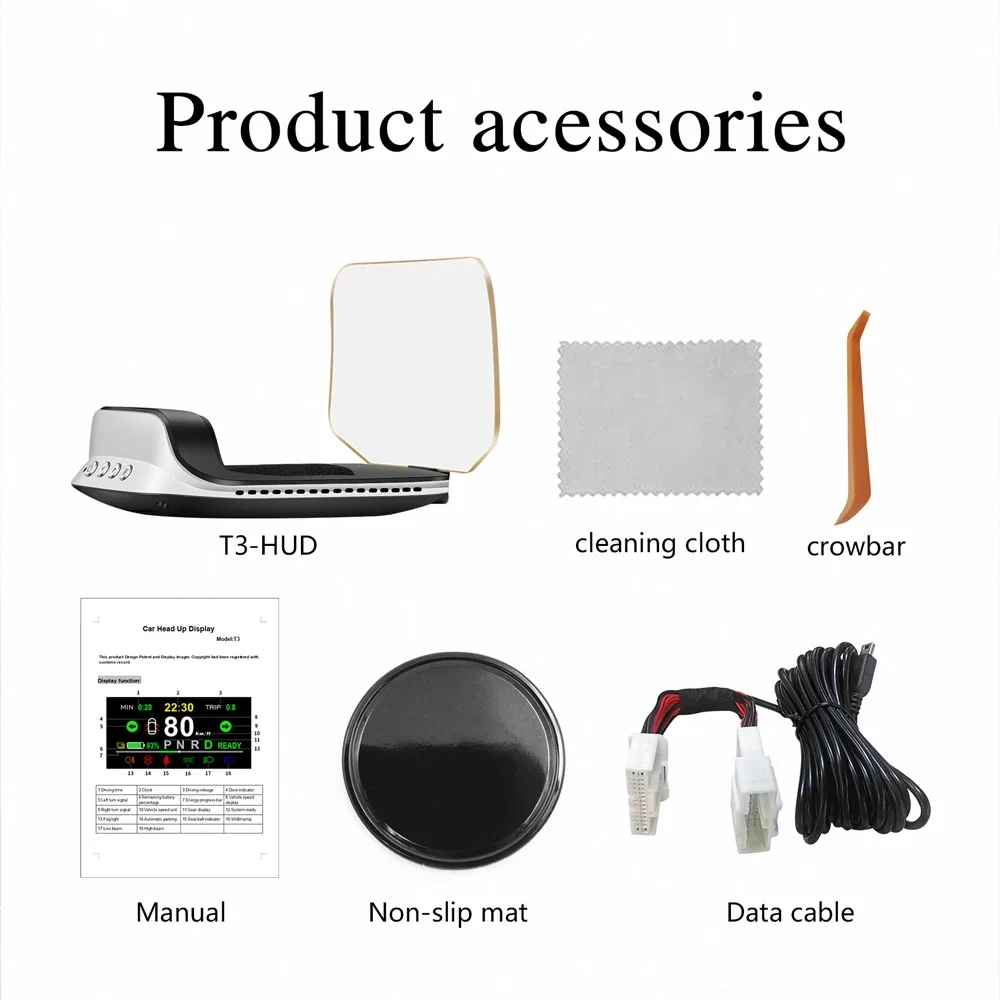 For Tesla Model 3 Model Y HUD Auto Mirror Head-Up Display Overspeed Battery Warning Navigation Projector Power Alarm HUD System