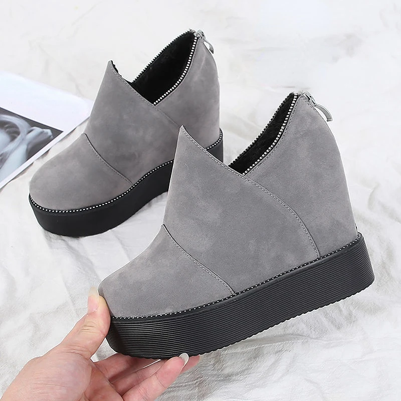 Fujin 11.5cm Genuine Leather Platform Wedge Chunky Sneaker Women Shoes Super Hidden Heels Women Ankle Boots Autumn Spring Boots