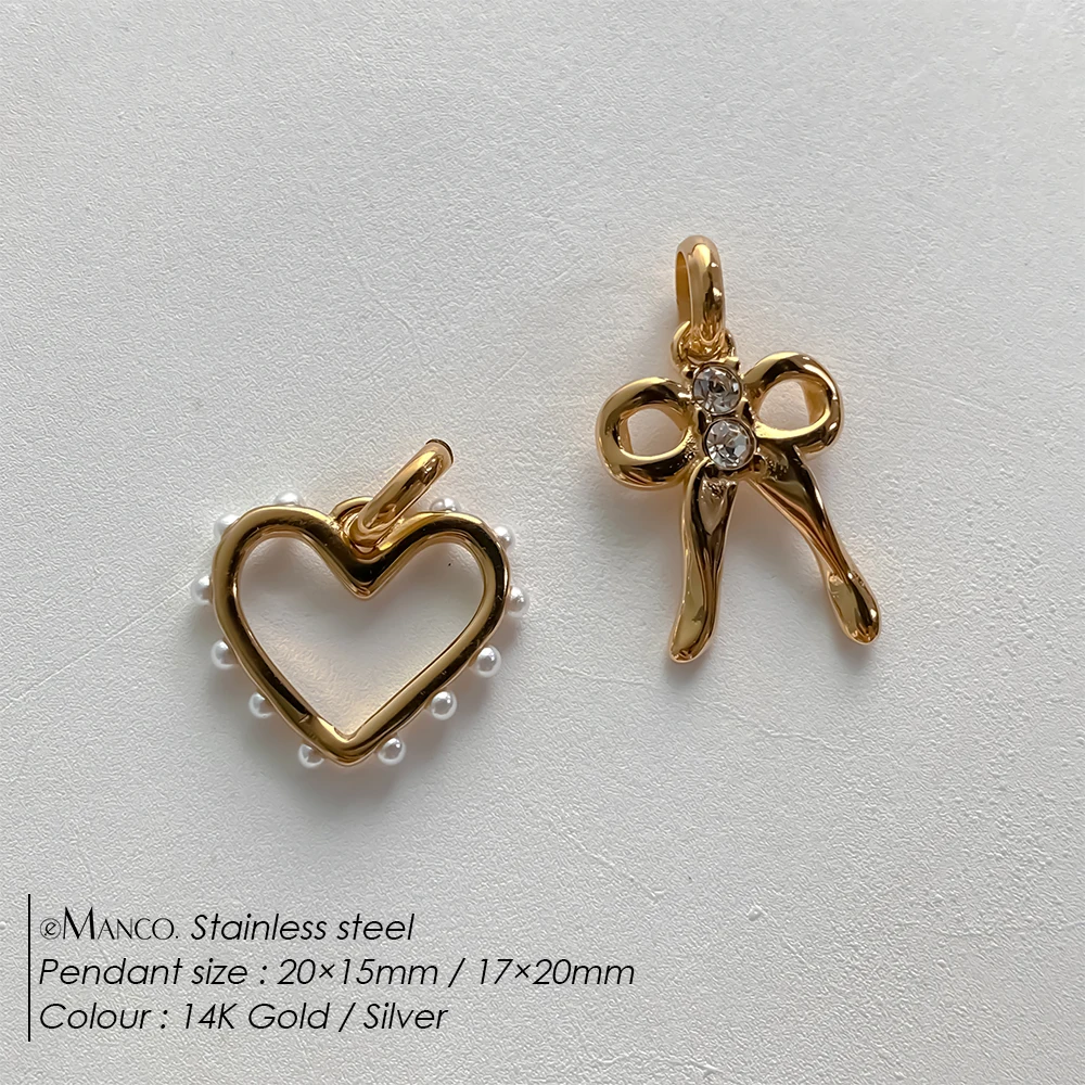 EMANCO New Stainless Steel Charms Gold-plated Imitation Pearl Heart Pendant DIY Necklace Bracelet Jewelry Making 48 Hours Shipme