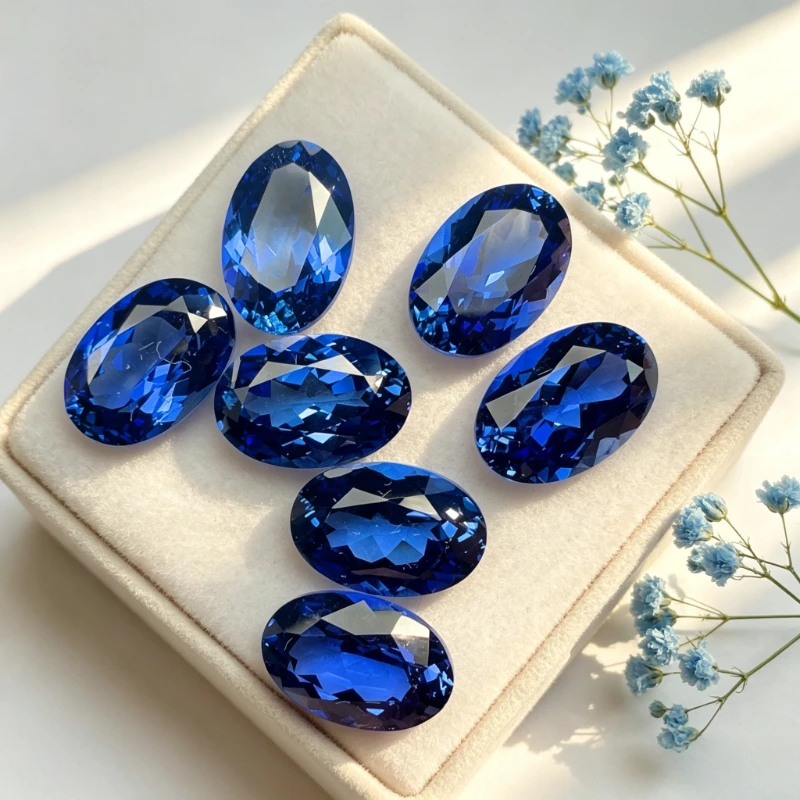 Synthetischer Edelstein Saphir Königsblau Oval Form Zertifiziert Großhandel – Detail 4