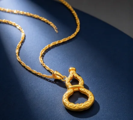 9999 Gold Luxury Minor-Scale High-Class Elegant Retro Hanging Bead with Brass Wire Engraving and Hollowed-Out Design