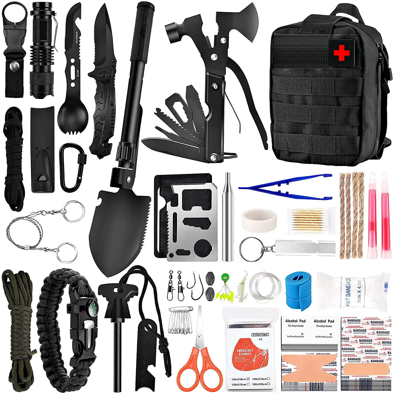 Emergency Rescue Kit Family Pack Disaster Prevention Camping Survival Tool Set Car First Aid Kit