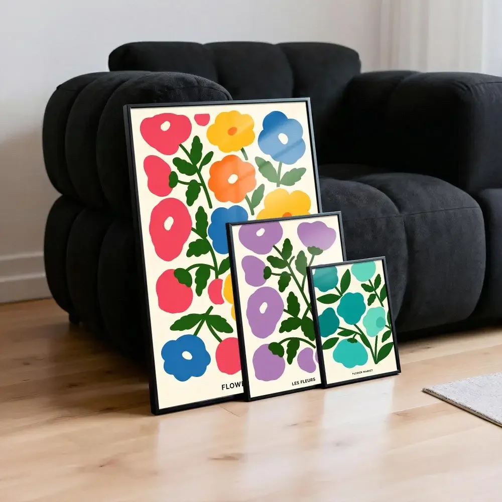 Abstract Flower Peelable Self-Adhesive Stickers, Frameless Wall Art For Singer Band Pop Rap Bedroom