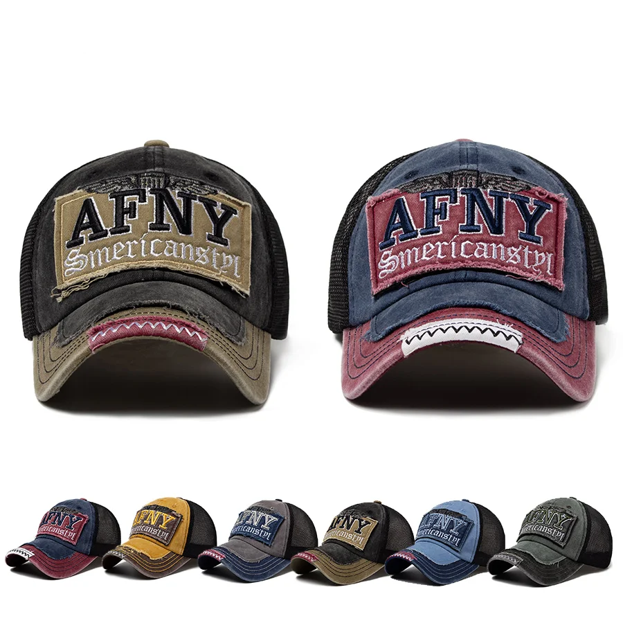 Men's Baseball Cap Fashion Mesh Truck Hat Summer Cotton Letters Embroidered Sun Hat Snapback Casual Breathable Hip Hop Caps