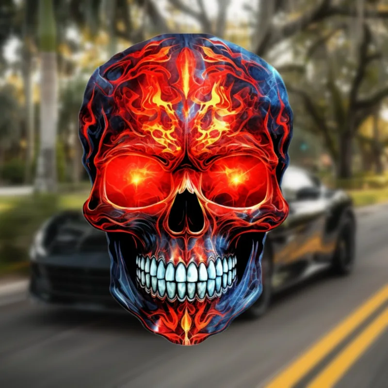 

Наклейки с черепом и пламенем для мотоцикла, водонепроницаемый обтекатель топливного бака для мотоцикла, декоративные виниловые наклейки, ужасные аксессуары для мотоциклов