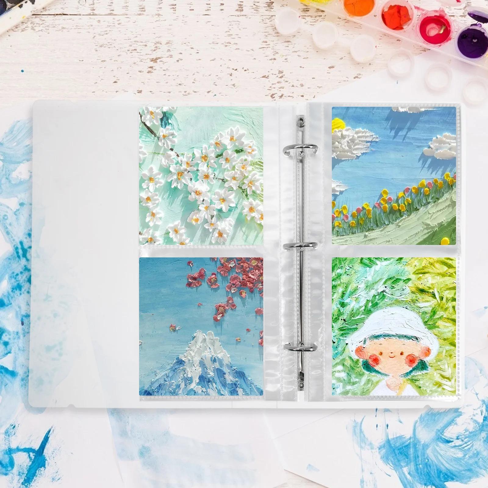 

Oil Pastel Preservation Book 40 Pages Shell Safe Wear Resistance Large Capacity Picture Album Artworks Photos Postcards