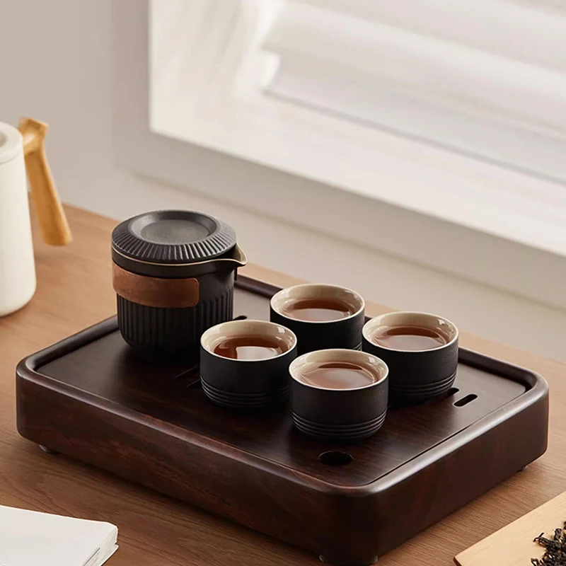 

Snack Rectangle Tea Tray Living Room Wooden Serving Decorative Rolling Tea Tray Long Magnetic Bandeja Madera Home Decorationgs