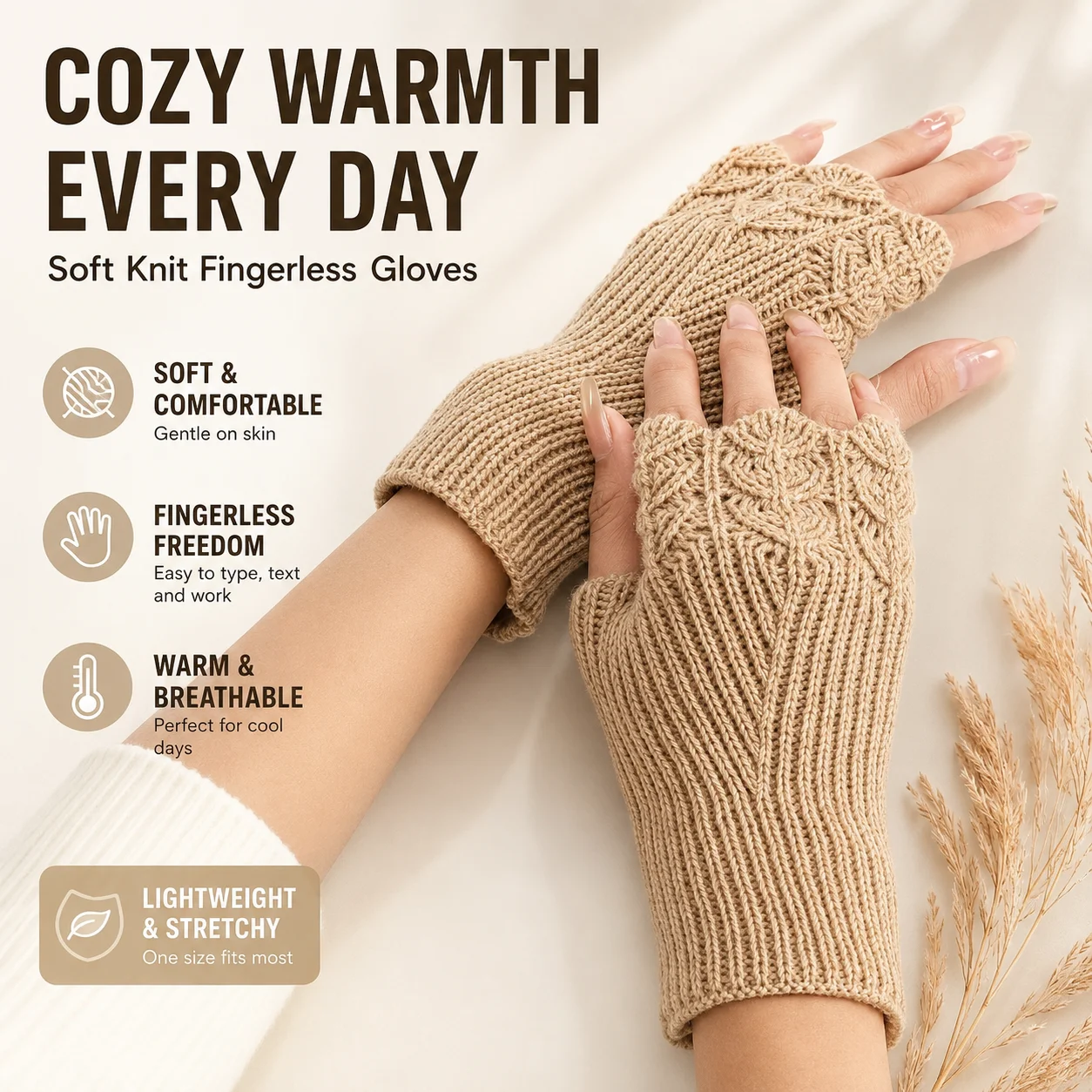 2PCS Short and cute woolen knitted wrist guard with a fashionable and warm fingerless sleeve and bow for autumn and winter