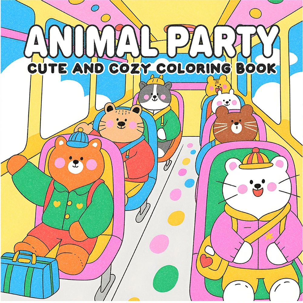 ANIMAL PARTY Bold-easy Patterns Coloring Book for Adults Cute Drawing Book Perfect Gift for Party and Birthday ﻿