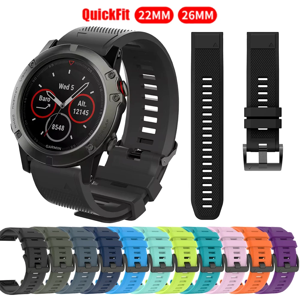 QuickFit 22 mm 26 mm Silikonarmband für Garmin Fenix 8pro 5 5X Plus 6 7 E Armband für Garmin Descent G2 D2 Delta Tactix 7 Quatix