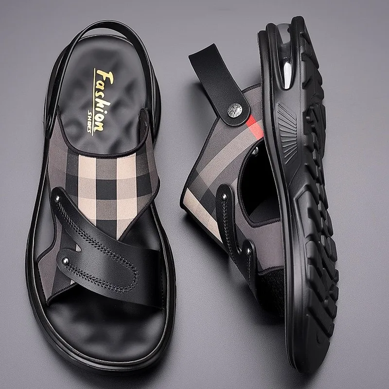 Summer Men's Sandals Luxury Cowhide Sandal Outdoor Casual Sport Sandals for Men Non Slip Beach Shoes Big Size47 Sandalias Hombre