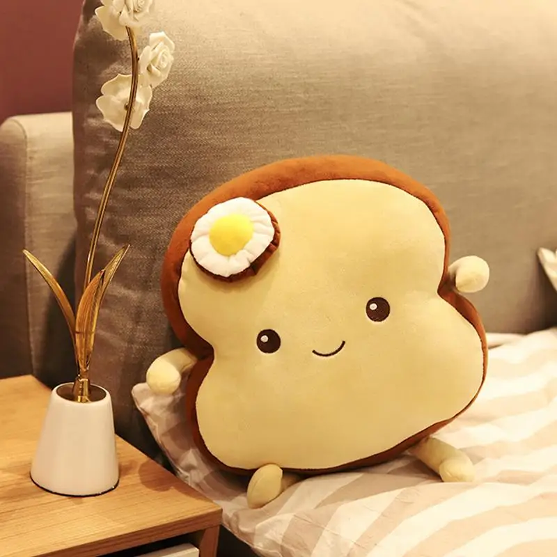 Almohada de pan relleno, almohada de felpa de comida para niños y adultos, diseño de huevo escalfado realista, cojín relleno para sofá, dormitorio y sala de estar