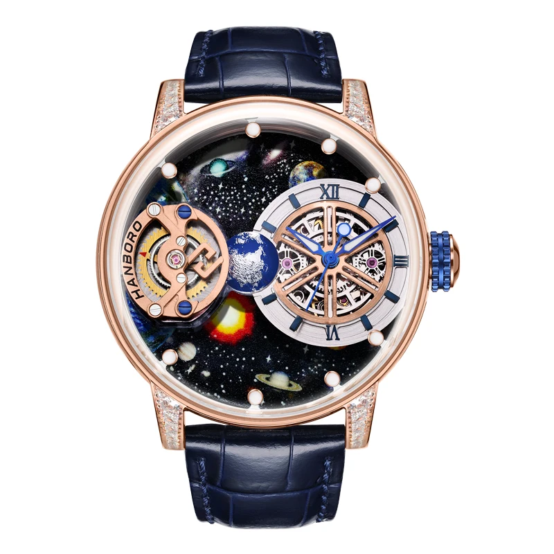 Reloj Hombre HANBORO Mechanical Watches for Men Brand Luxury Starry Sky Automatic Wrist Watch 50M Waterproof Man Montre Homme