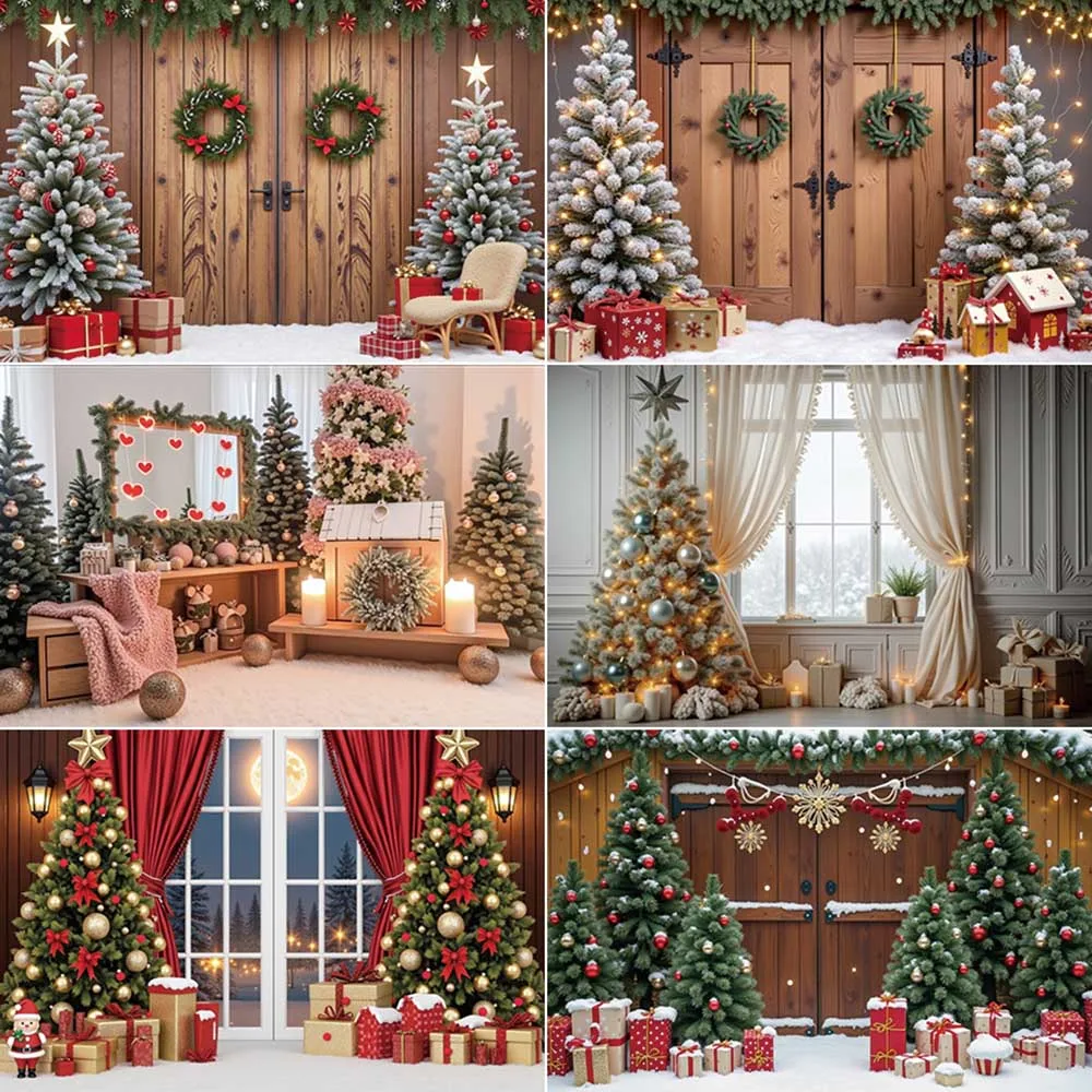 

MOON.QG Luxury Big Christmas Tree Wooden Backdrop Photography 2025 Xmas Home Decoration Background Studio Photozone Accessories