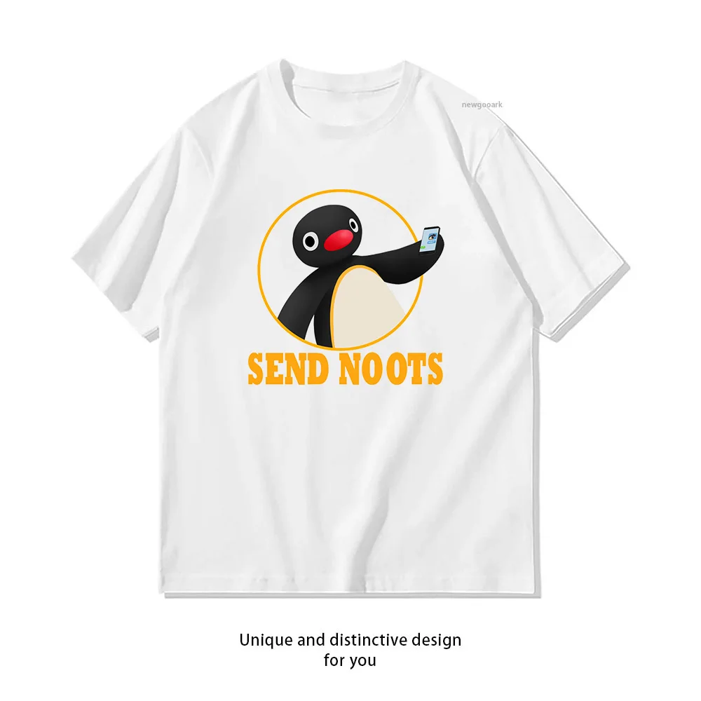 Send Noots Pingu Shirt Summer Woman Man Casual Breathable Printed T-shirt fashion O-neck S-3XL Tops couple Gift Short-sleev