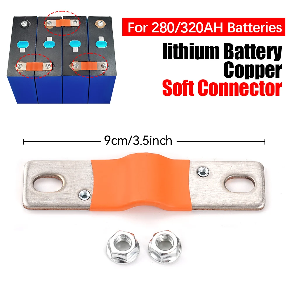 Hole to Hole 74mm Flexible Busbar Copper Connector 3mm thickness 400A for 280Ah 310Ah 320Ah Lifepo4 Battery Lithium Battery Use
