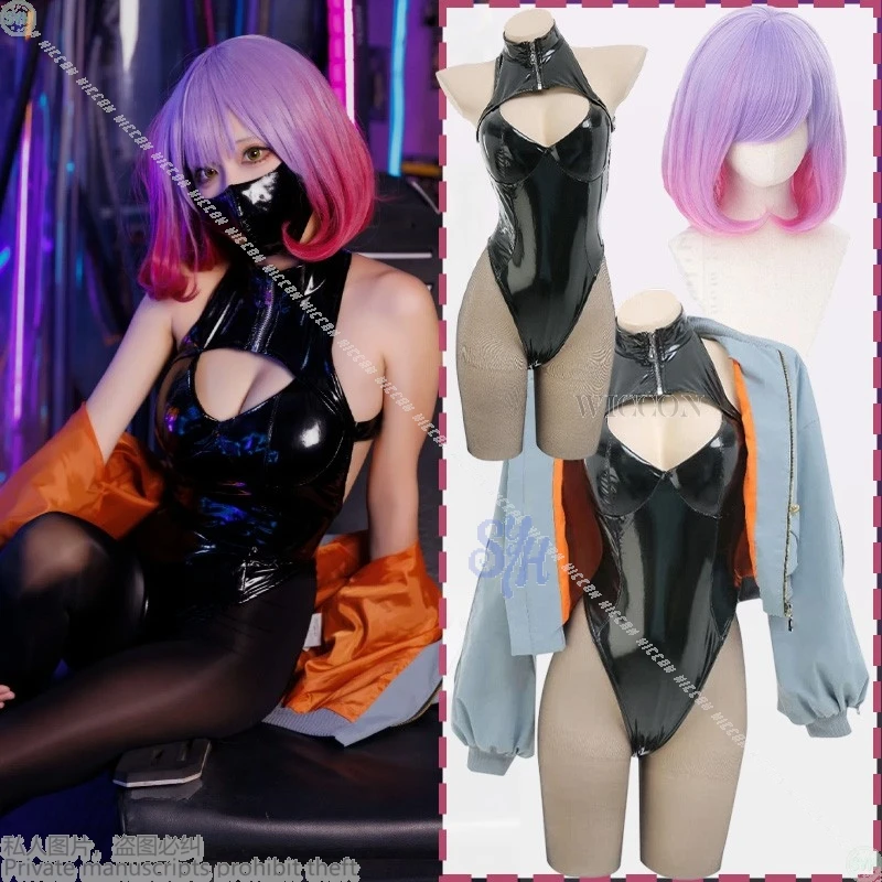 

Anime LUNA Figurine Uniform Cosplay Hot Jirai Kei Girls Styles Punk Coat Black Pu Jumpsuit Hoopskirt Lingeries Halloween Party