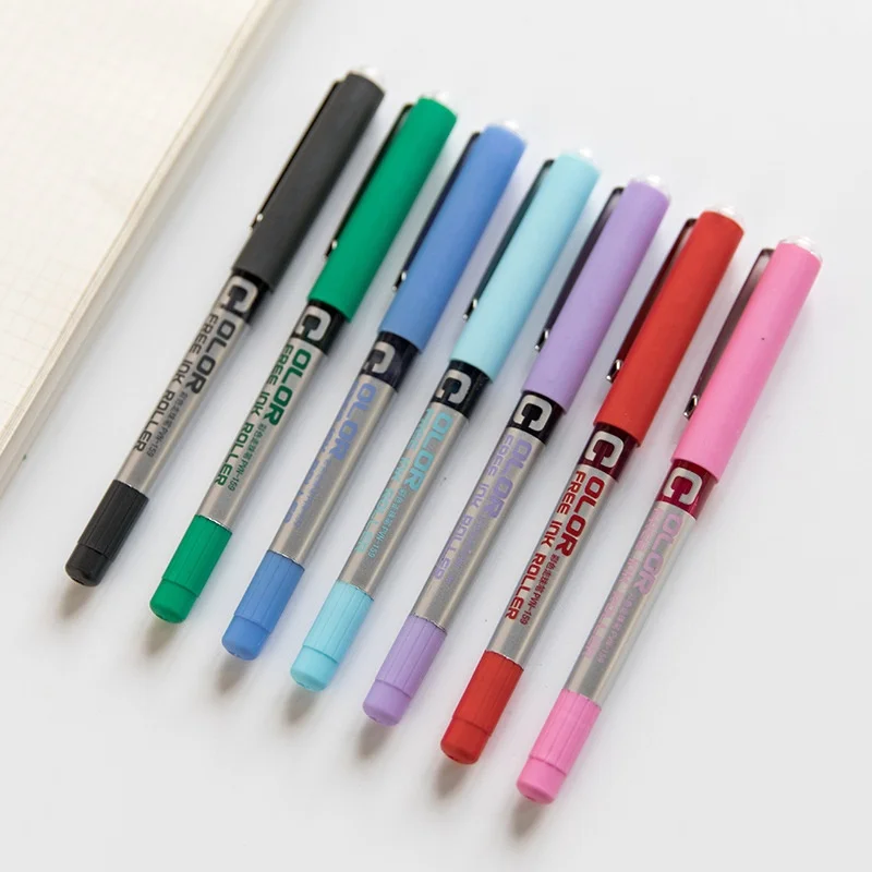 7pcs/set Direct Liquid Pen 0.38mm Needle Point Extra Fine High Quality Colorful Gel Pen School Supplies