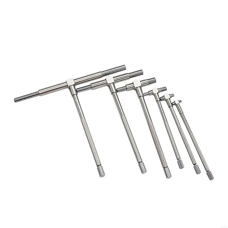 F26C 6 Pcs/Set Telescopic Gauge Set 8-150mm Adjustable Inner Diameter Gauge Nickel T-Bore Hole Gauge Plated Square for Head