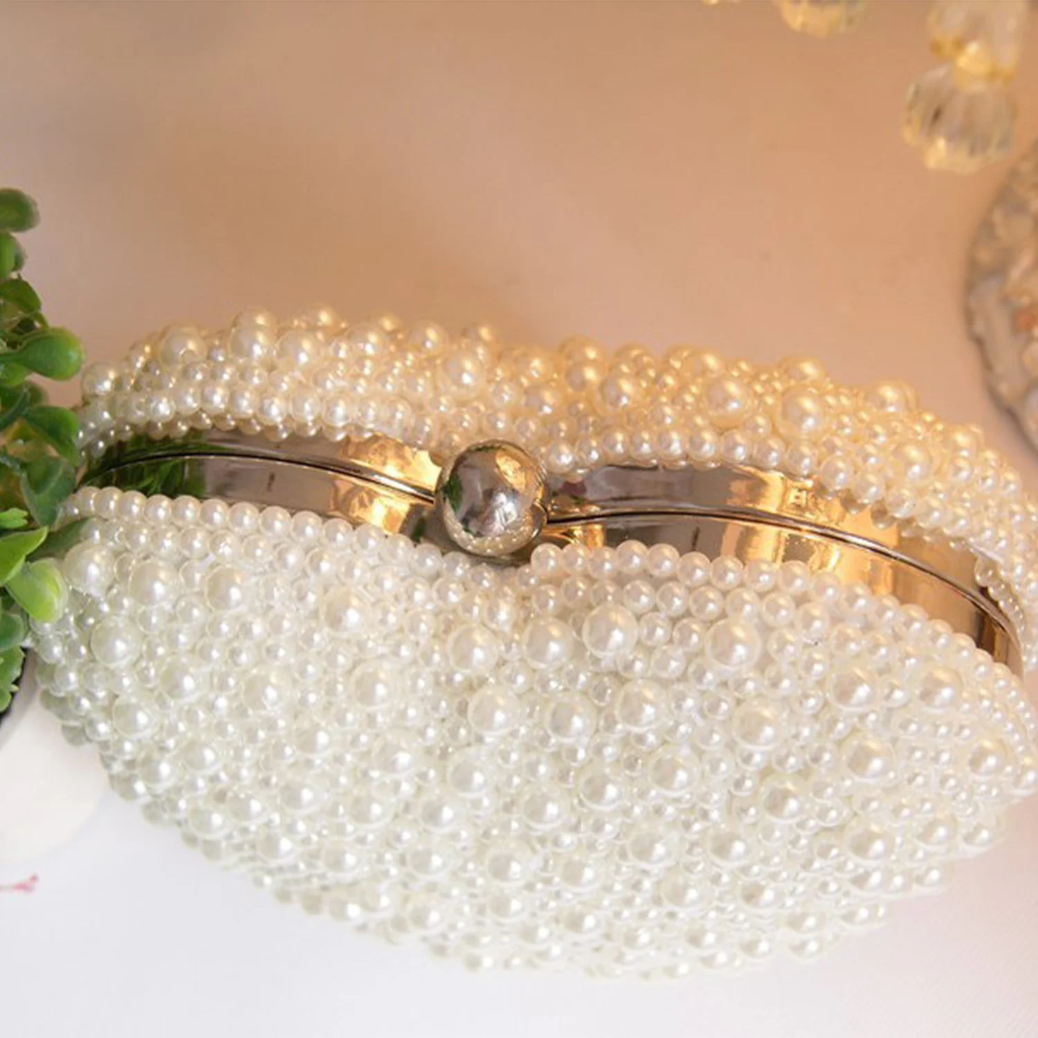 New Heart Shaped Full Pearls Beaded Women One Shoulder Bag Clutch Ladies Evening Banquet Dress Party Handbag Formal Dress Bag view 5