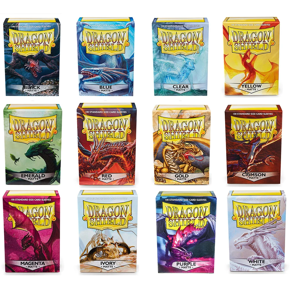 

Защитные пакеты для карт Dragon Shield 100 стандартного размера, разноцветные, матовые, для настольных игр, карт и TCG