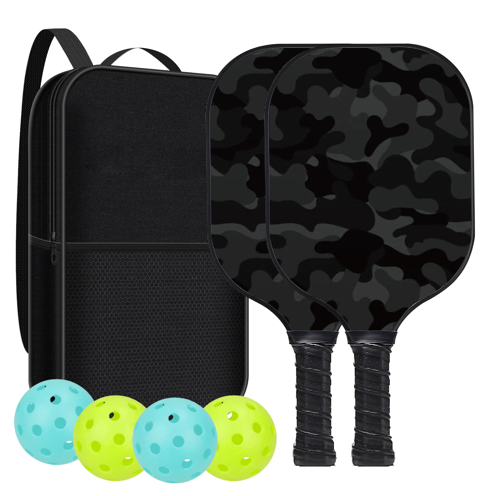 

Pickleball Paddles set Glass Fibre T700carbon fibre With 2 Pickleballs camouflage Core Pickleball Paddle Racket OUTdoor