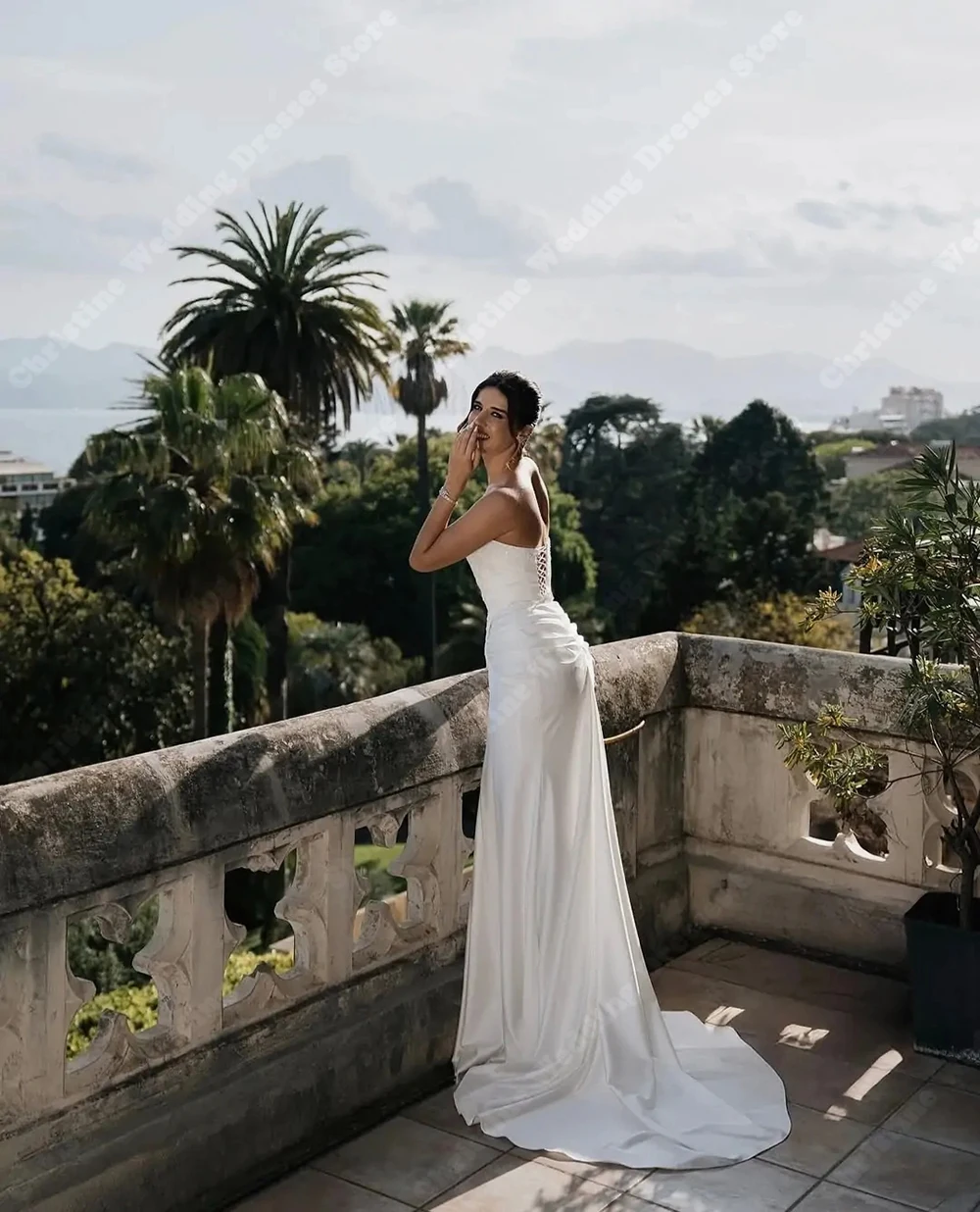 Robes De mariée sirène plissées modernes pour femmes, élégantes avec des Appliques en dentelle, longueur De nettoyage, robes De bal personnalisées