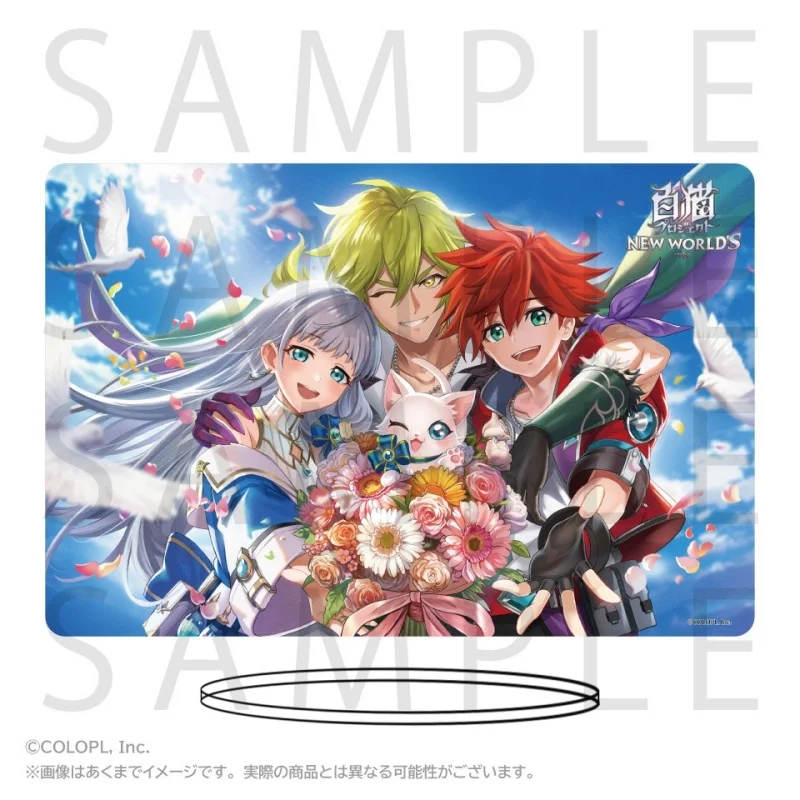 Game White Cat Project NEW WORLD'S Hero Iris Kyle Rectangle Acrylic Stand Model Plate Keychains Desk Decor 6