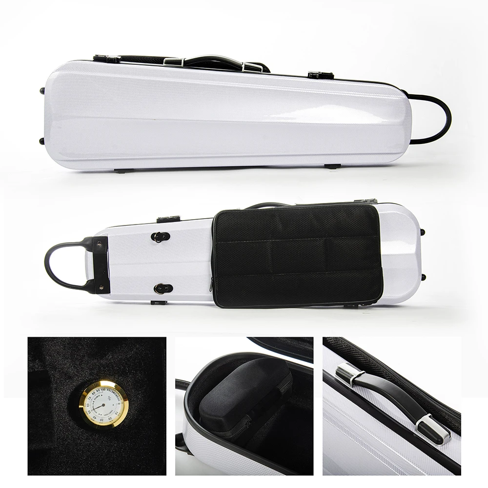 Violin Case with Sheet Music Bag Code Lock White Dots Hybrid Carbon Fiber Rectangular Hard Case 4/4 Size High-quality