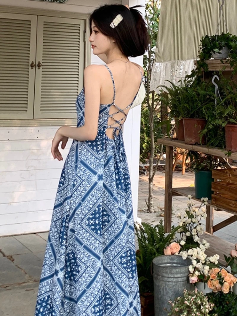 

Dr Vaion Bal Long Skirt Ultra Fairy T Sle Strapl Beachside Blue Chiffon Dr Ethnic Wind Summer Fas...