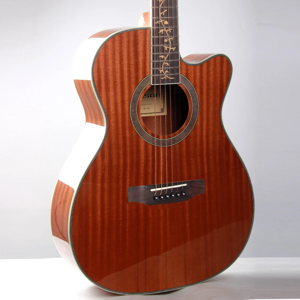

Custom Best Quality 40 Inch Beautiful Vine Engraving High-gloss All Sapele Acoustic Electric Guitar Musical Instrument For Sale