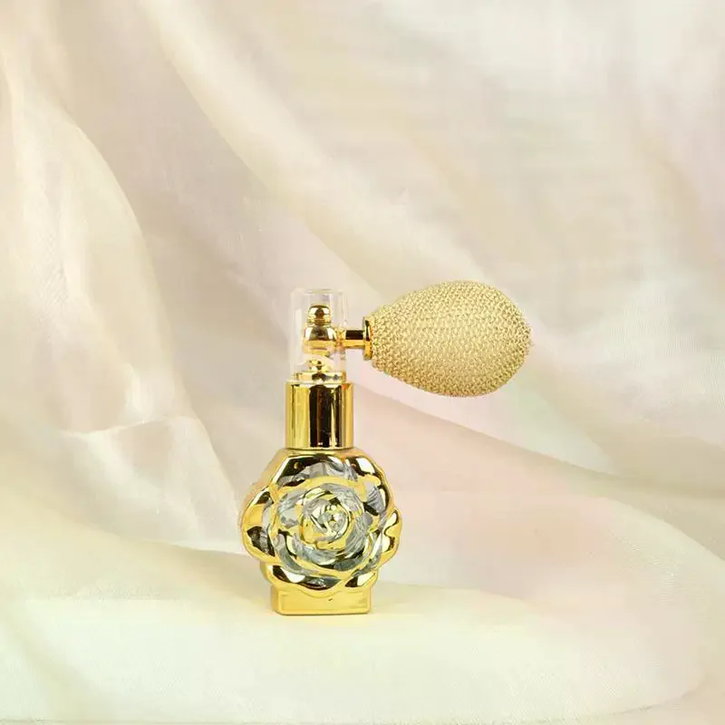 1Pcs Rose Glass Perfume Powder Atomizer Airbag Fragrance Splitter Portable Cosmetic Sample Spray Bottle For Beauty Products