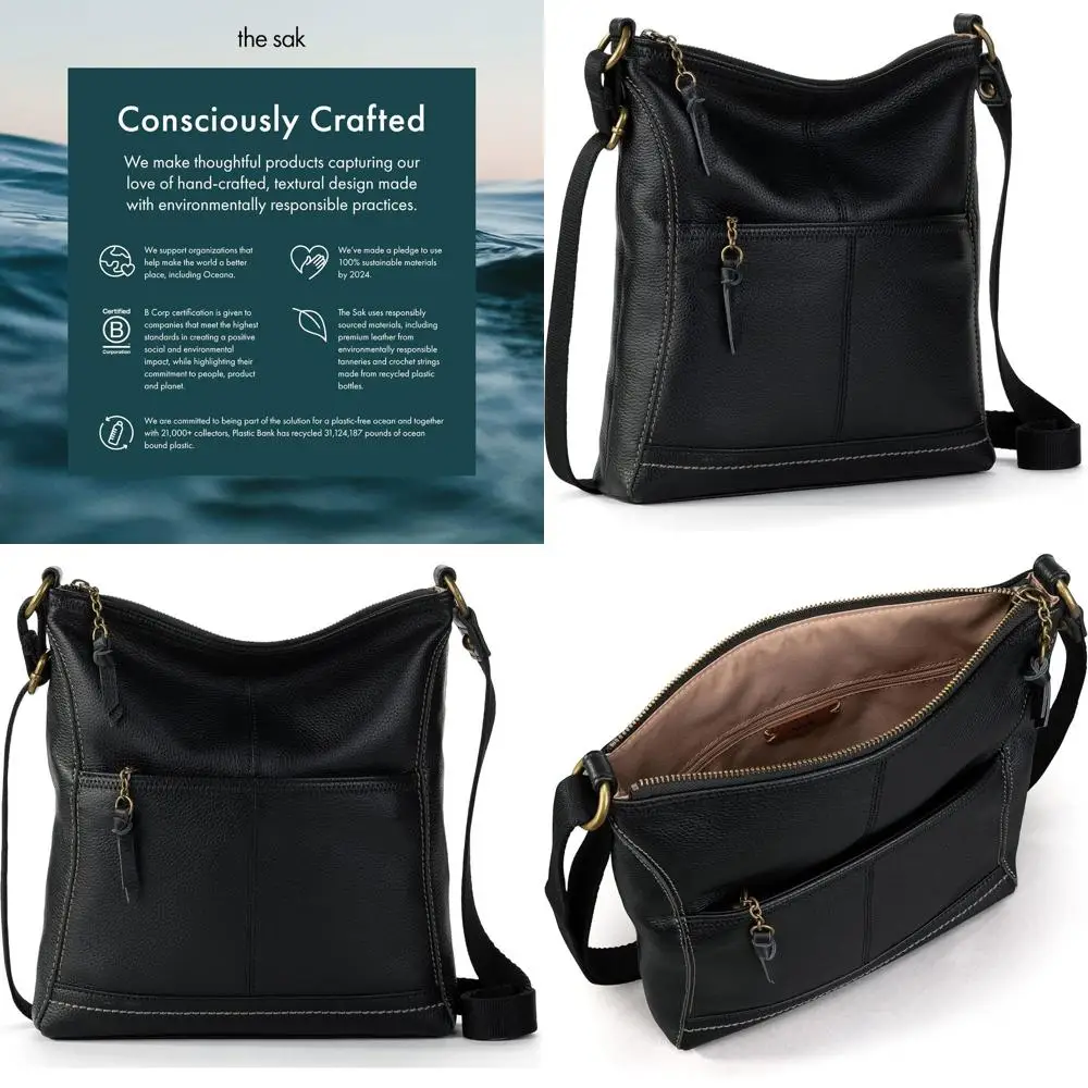 

Leather Crossbody Purse with Adjustable Strap, Zipper Pockets, Casual Style for Women