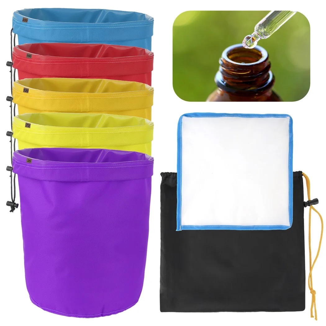 

5Pcs Bubble Bags 5-Gallon Herbal Ice Essence Extraction Bags Kit From 25 Micron To 220 Micron 25 Micron Pressing Screen Storage